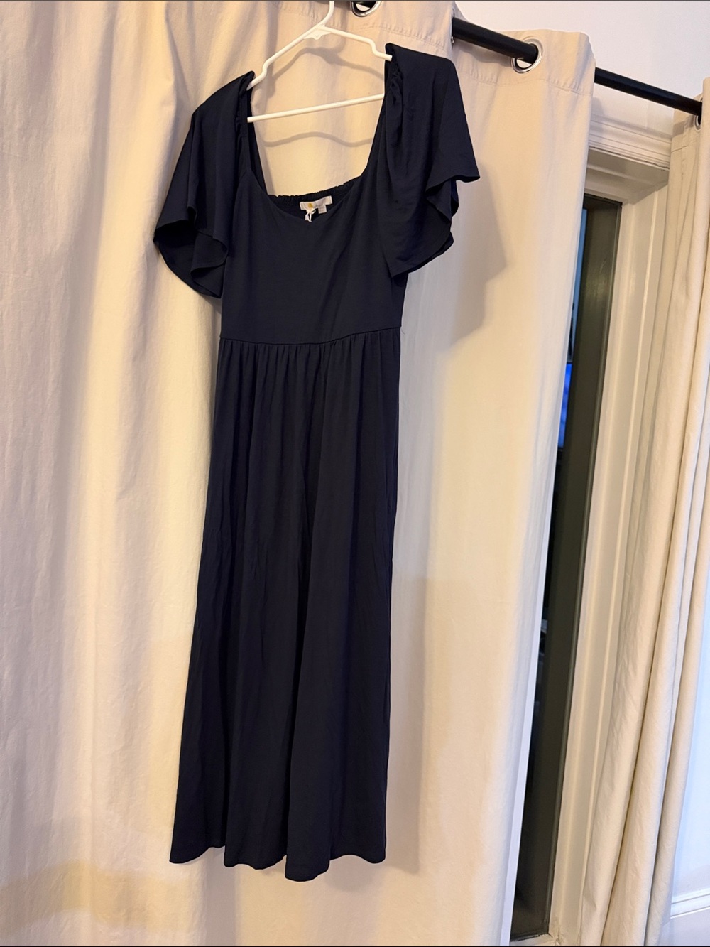 Boden Blue Off-Shoulder Flowing Midi Dress